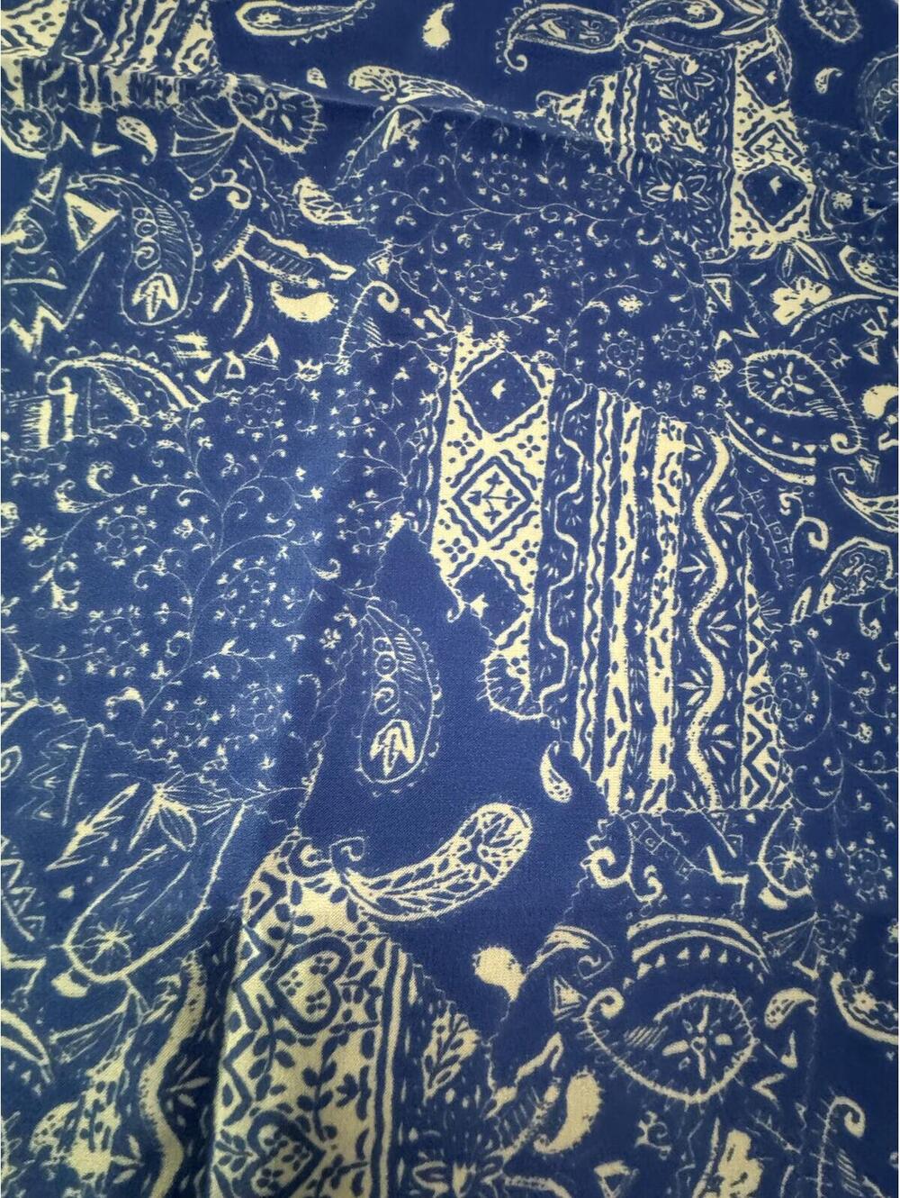 Blue and White Paisley Square Bandana Scarf 254 - Picture 2 of 3